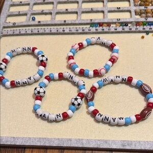 Colorful Beaded Sports Theme Bracelets